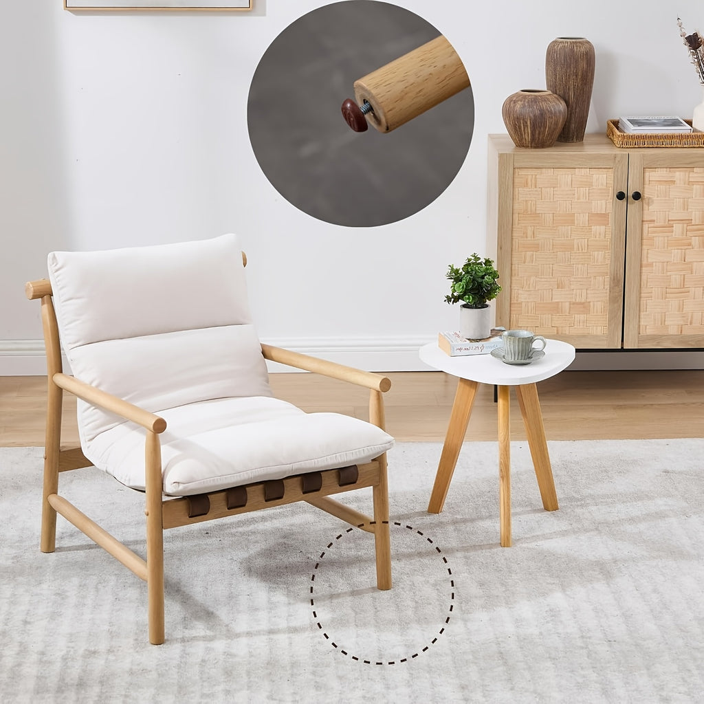 One Modern Accent Chair with Upholstery, Featuring Easy Assembly. This Solid Wood Lounge Chair Comes with a Removable Cushion And Is Designed for Low Back Support, Perfect for Reading in The Living Room, Bedroom, Or Balcony