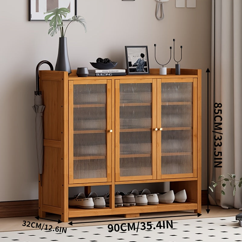 Entryway Shoe Organizer, All-In-One Storage Unit with Ample Space, Dust-Resistant And Airy Nan Bamboo Storage Solution, Minimalist Hallway Organizer, Footwear Rack