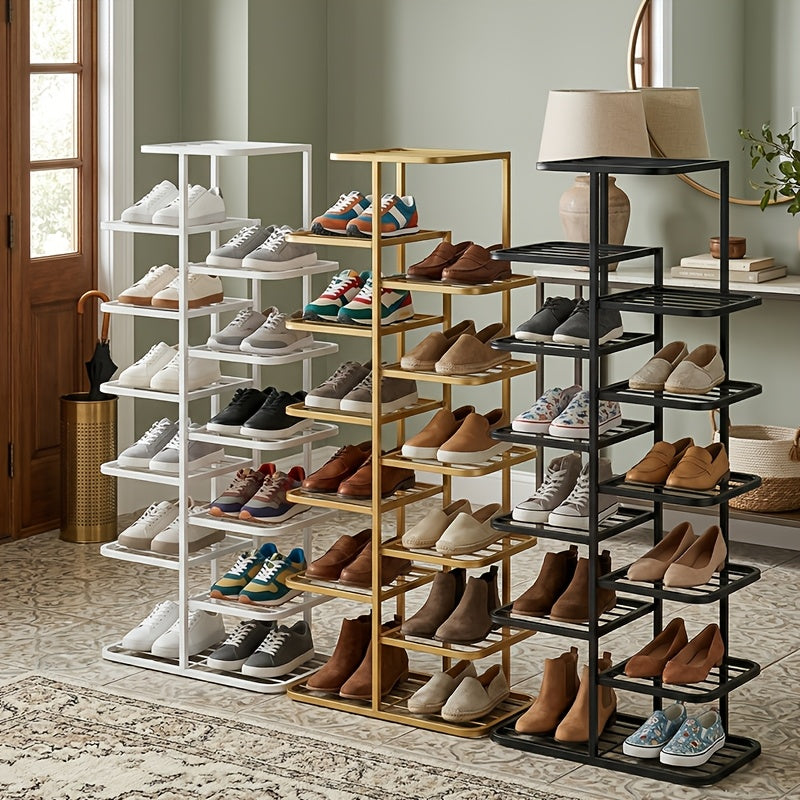 Home Shoe Rack with Large Capacity, Staggered Multi-layer Design, Simple Iron Art for Small Spaces, Entryway Storage Shelf