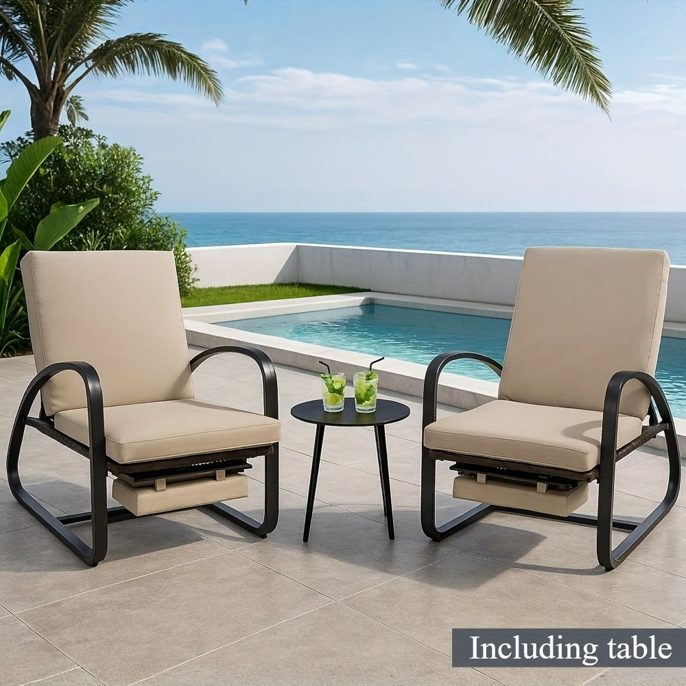 Set with Table Patio Chaise Lounge Chairs, Patio Recliner Chair, Outdoor Furniture Set 5-Position Adjustable, Outdoor, Bench for Deck, Lawn, Garden