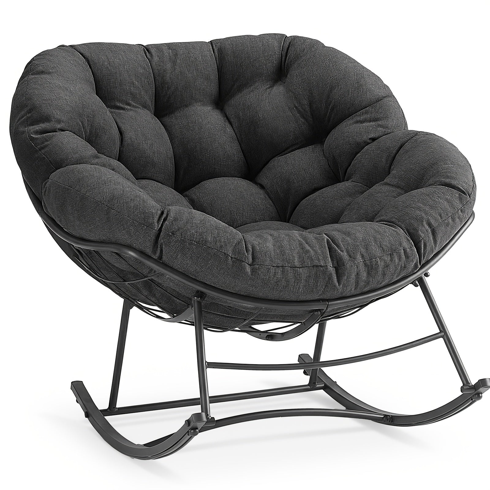 450Lbs Heavy Duty Oversized Egg Lounge Chair, Outdoor Rocking Chair With 5. 5 Thick Cushion& UV-Resistant Fabric, Perfect For Patio, Garden, Balcony, Outdoor Only