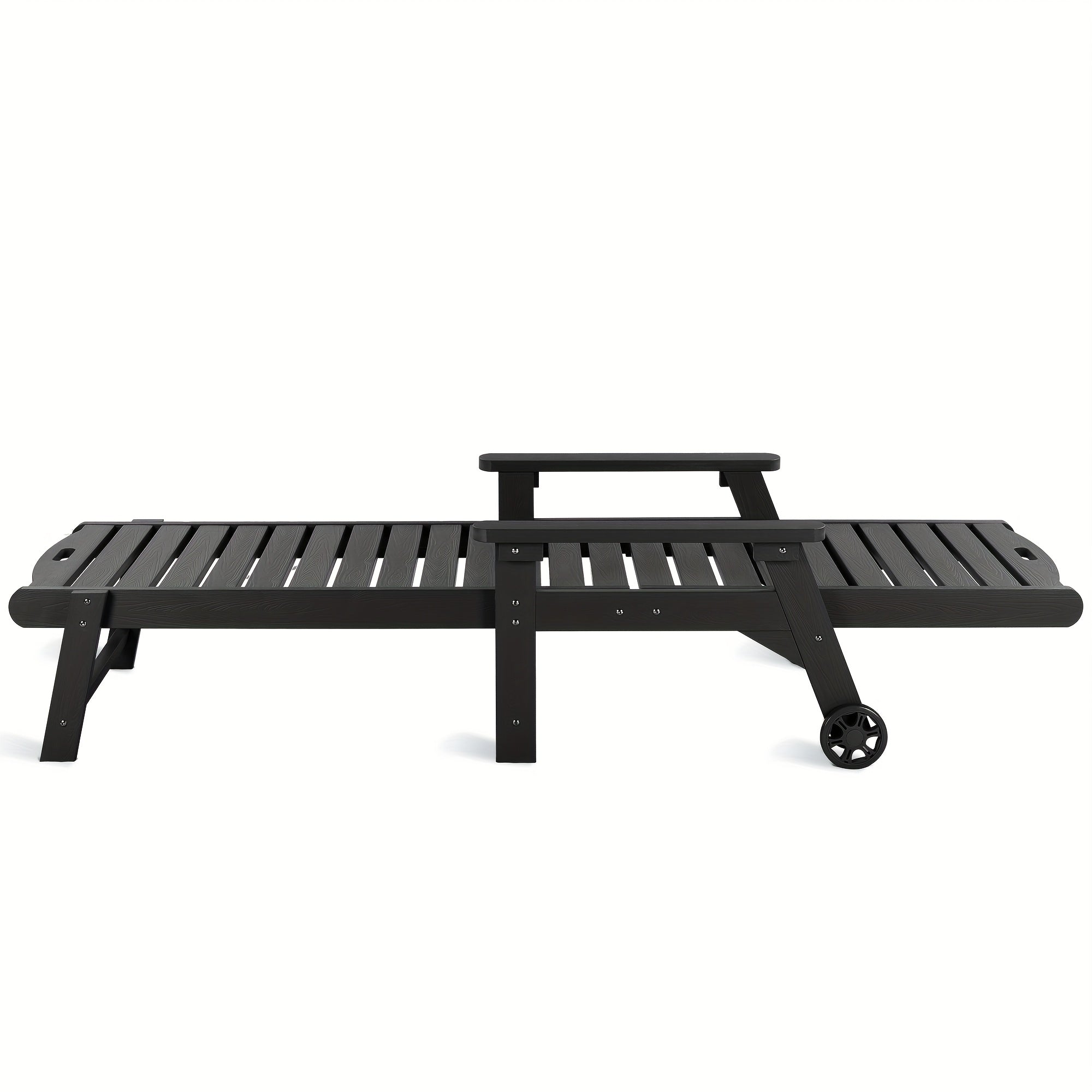 Outdoor Chaise Lounge, HDPS Material, Patio Lounge Chair with Adjustable Backrest, Resin Pool Lounge Chairs with Wheels for Outside, Poolside, Backyard, Garden
