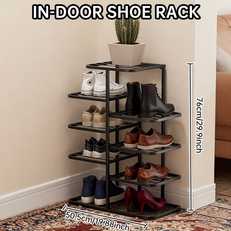 Home Shoe Rack with Large Capacity, Staggered Multi-layer Design, Simple Iron Art for Small Spaces, Entryway Storage Shelf