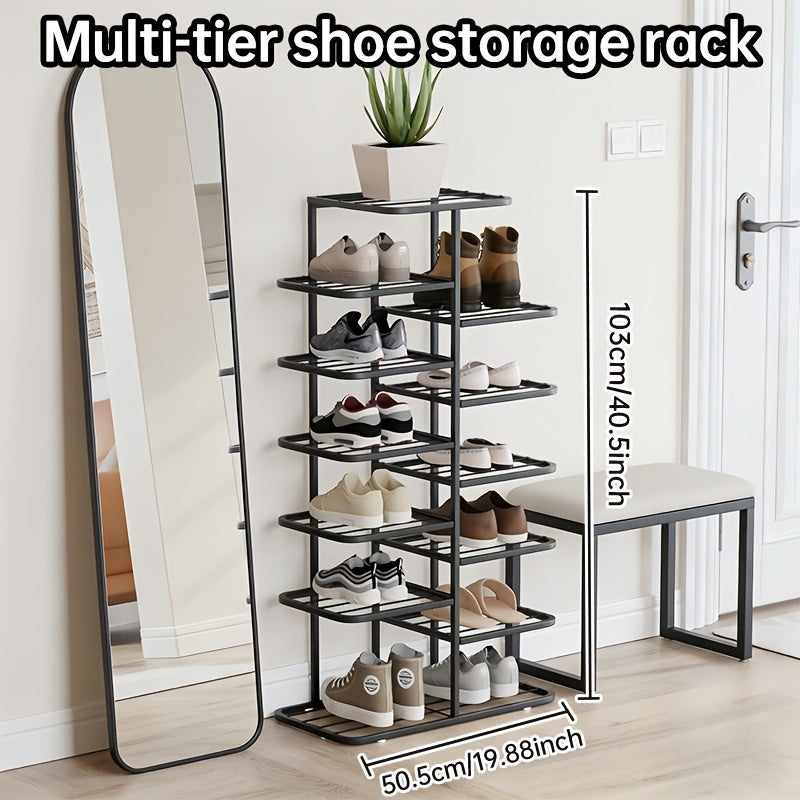 Home Shoe Rack with Large Capacity, Staggered Multi-layer Design, Simple Iron Art for Small Spaces, Entryway Storage Shelf