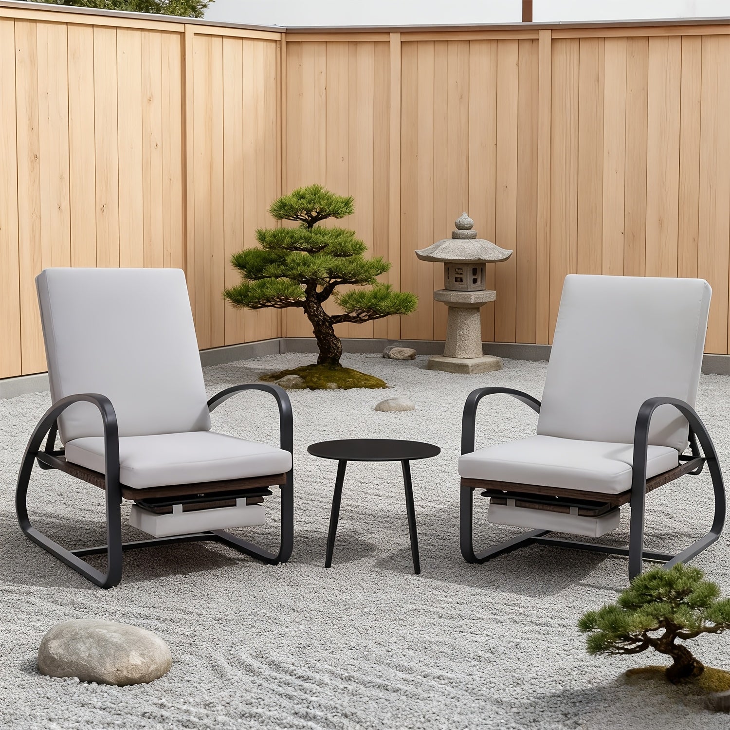 Set with Table Patio Chaise Lounge Chairs, Patio Recliner Chair, Outdoor Furniture Set 5-Position Adjustable, Outdoor, Bench for Deck, Lawn, Garden