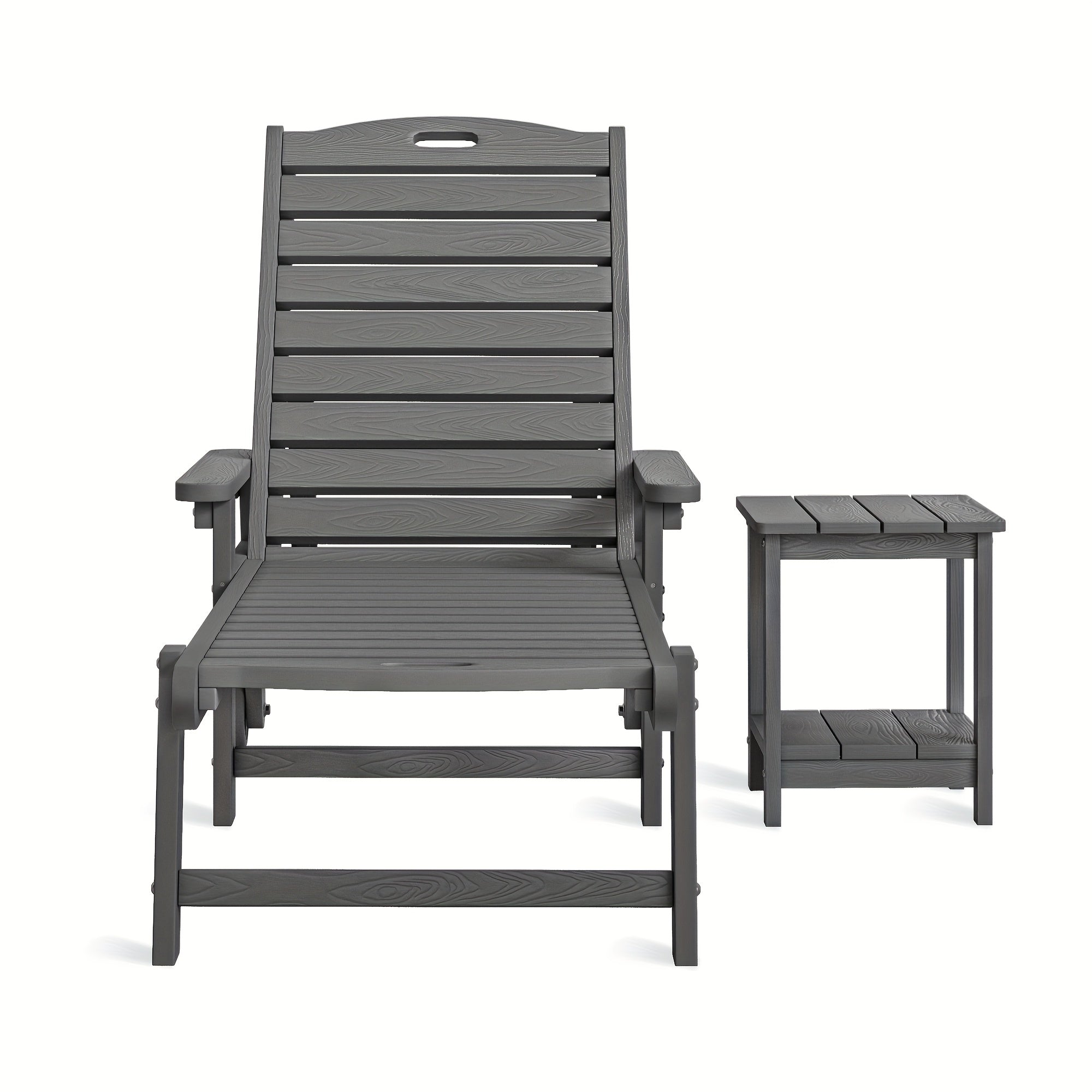 Outdoor Chaise Lounge, HDPS Material, Patio Lounge Chair with Adjustable Backrest, Resin Pool Lounge Chairs with Wheels for Outside, Poolside, Backyard, Garden