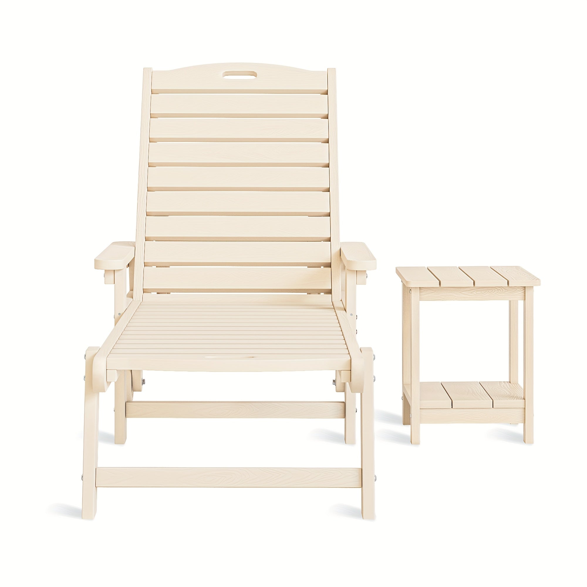 Outdoor Chaise Lounge, HDPS Material, Patio Lounge Chair with Adjustable Backrest, Resin Pool Lounge Chairs with Wheels for Outside, Poolside, Backyard, Garden