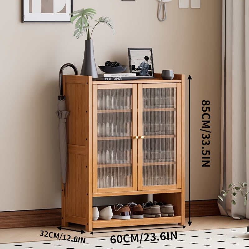 Entryway Shoe Organizer, All-In-One Storage Unit with Ample Space, Dust-Resistant And Airy Nan Bamboo Storage Solution, Minimalist Hallway Organizer, Footwear Rack