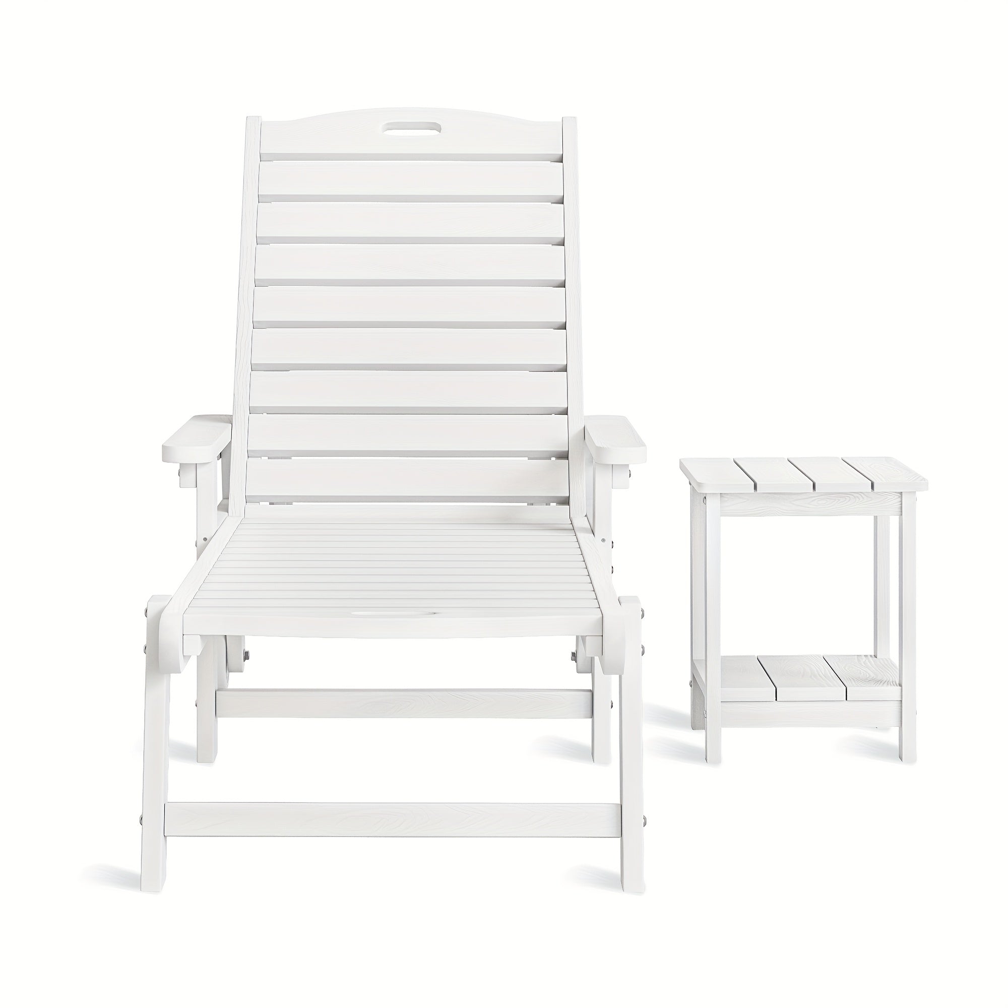 Outdoor Chaise Lounge, HDPS Material, Patio Lounge Chair with Adjustable Backrest, Resin Pool Lounge Chairs with Wheels for Outside, Poolside, Backyard, Garden