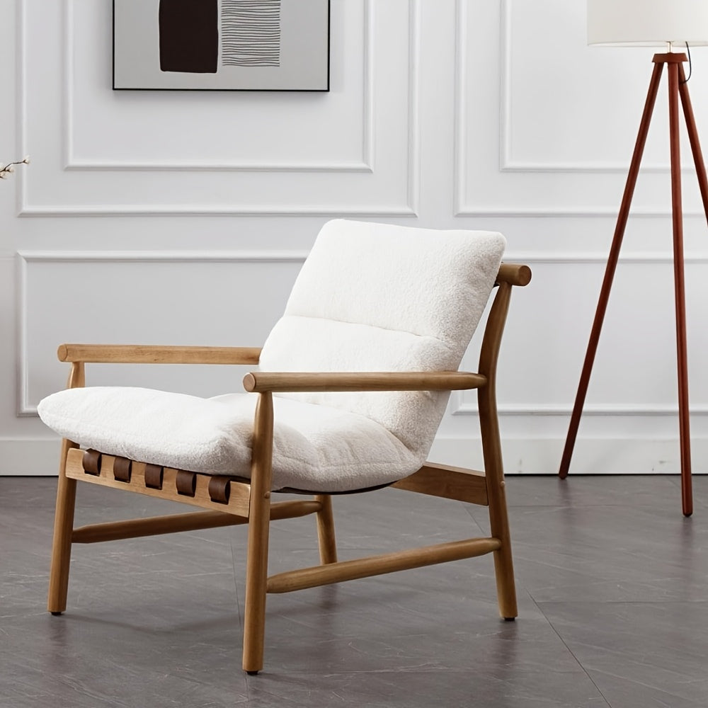 One Modern Accent Chair with Upholstery, Featuring Easy Assembly. This Solid Wood Lounge Chair Comes with a Removable Cushion And Is Designed for Low Back Support, Perfect for Reading in The Living Room, Bedroom, Or Balcony