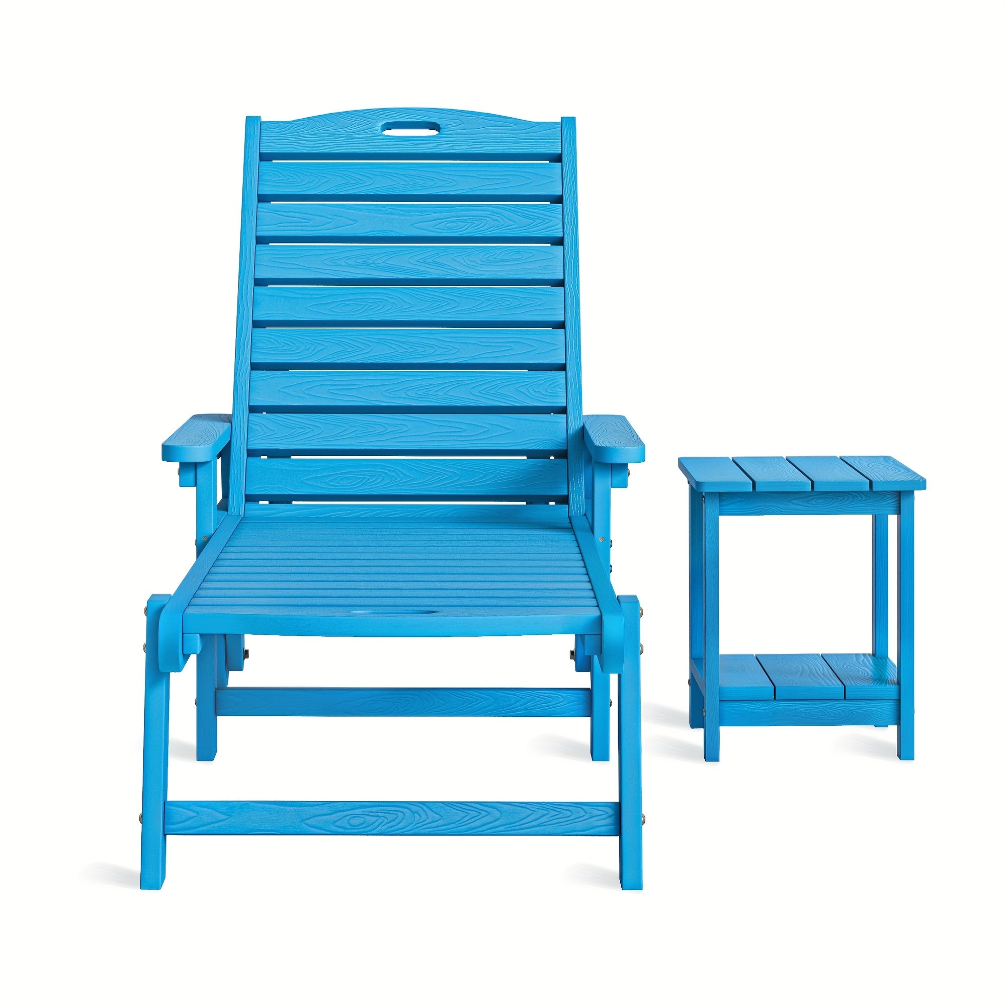 Outdoor Chaise Lounge, HDPS Material, Patio Lounge Chair with Adjustable Backrest, Resin Pool Lounge Chairs with Wheels for Outside, Poolside, Backyard, Garden