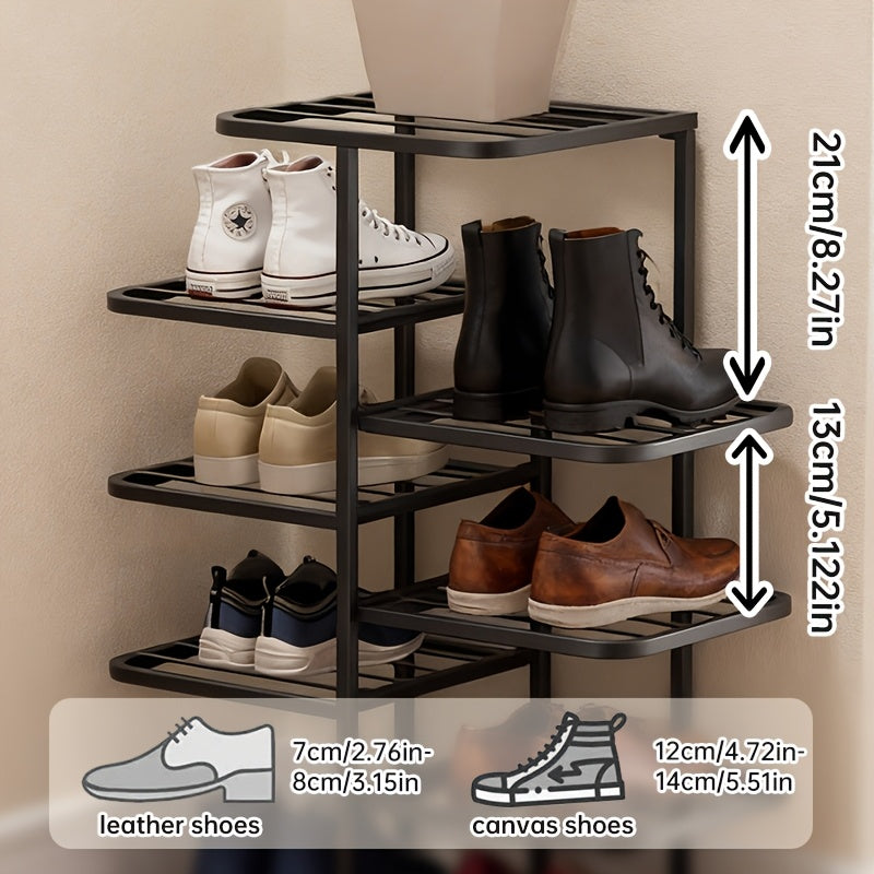 Home Shoe Rack with Large Capacity, Staggered Multi-layer Design, Simple Iron Art for Small Spaces, Entryway Storage Shelf