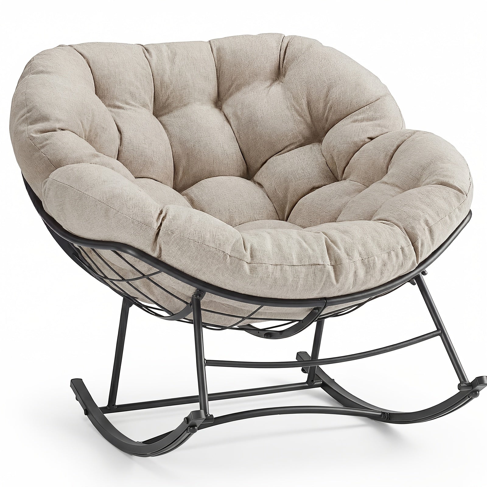 450Lbs Heavy Duty Oversized Egg Lounge Chair, Outdoor Rocking Chair With 5. 5 Thick Cushion& UV-Resistant Fabric, Perfect For Patio, Garden, Balcony, Outdoor Only