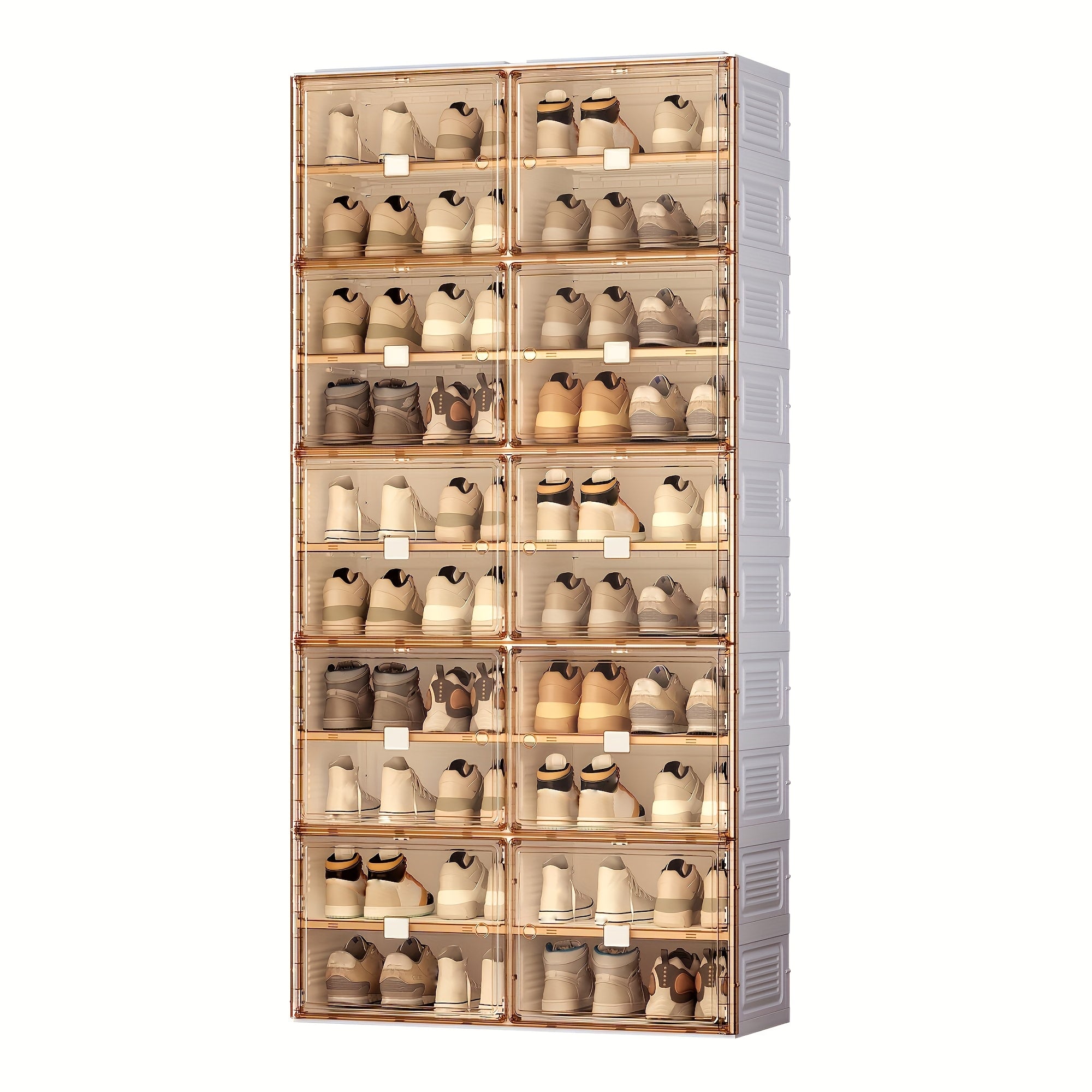 Entryway Door Storage Organizer, No-Installation Folding Shoe Cabinet, 5-Tier Holds 20 Pairs of Shoes, Magnetic Transparent Door with Dust-Proof Closure, Durable Plastic Material, Large Capacity with Multiple Sizes to Meet Family Needs