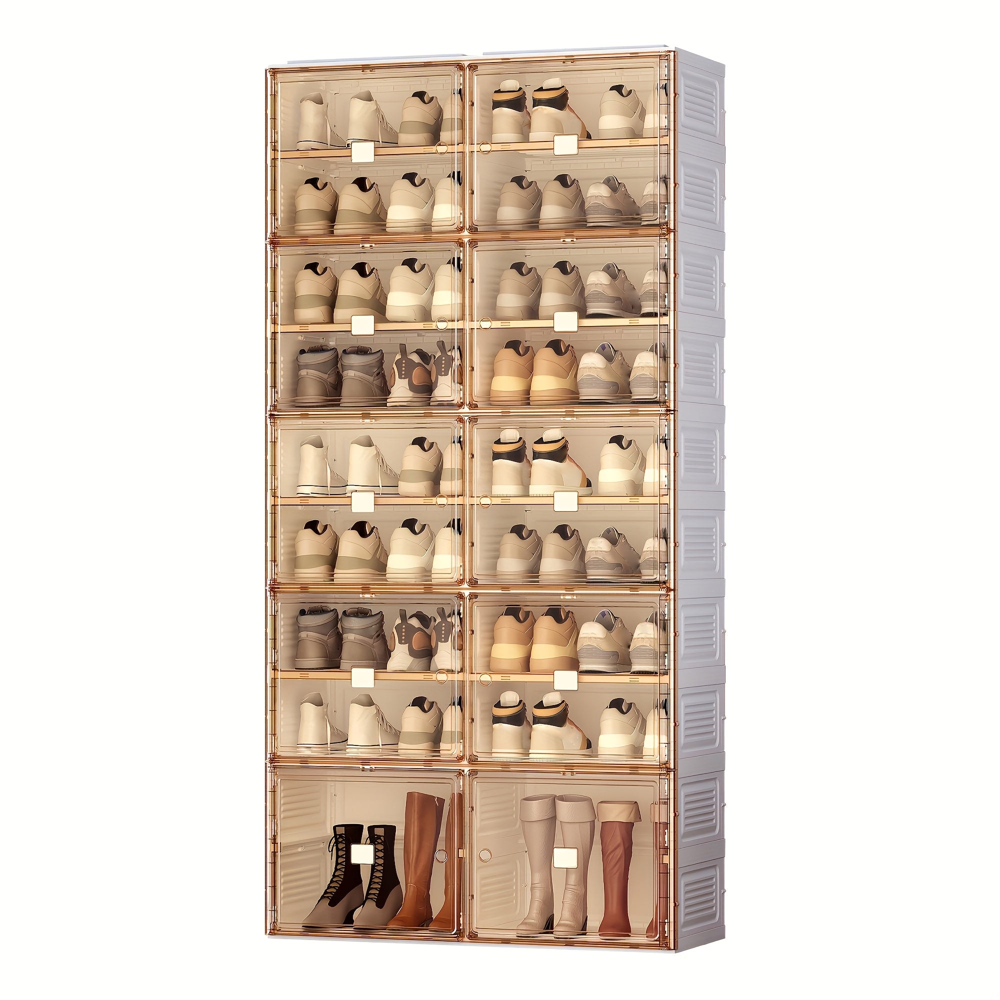 Entryway Door Storage Organizer, No-Installation Folding Shoe Cabinet, 5-Tier Holds 20 Pairs of Shoes, Magnetic Transparent Door with Dust-Proof Closure, Durable Plastic Material, Large Capacity with Multiple Sizes to Meet Family Needs