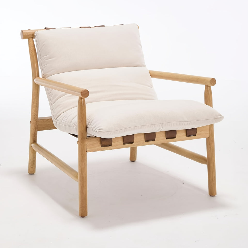 One Modern Accent Chair with Upholstery, Featuring Easy Assembly. This Solid Wood Lounge Chair Comes with a Removable Cushion And Is Designed for Low Back Support, Perfect for Reading in The Living Room, Bedroom, Or Balcony