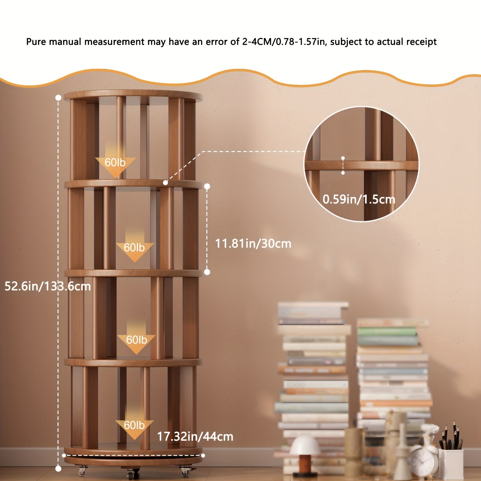 A 4\u002F6-Layer Solid Wood Bookshelf Storage Cabinet That Rotates 360°. This Festive Living Room Furniture Comes with Limited-Time Special Deals. Available in Three Styles