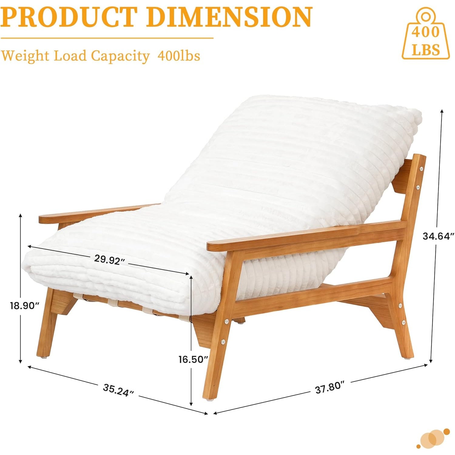 Modern Accent Chair with Ash Wood Armrests | Rabbit Fur Plush Lounge Chair for Living Room Relaxing, Bedroom Napping, Reading, Small Space Decor, Beige