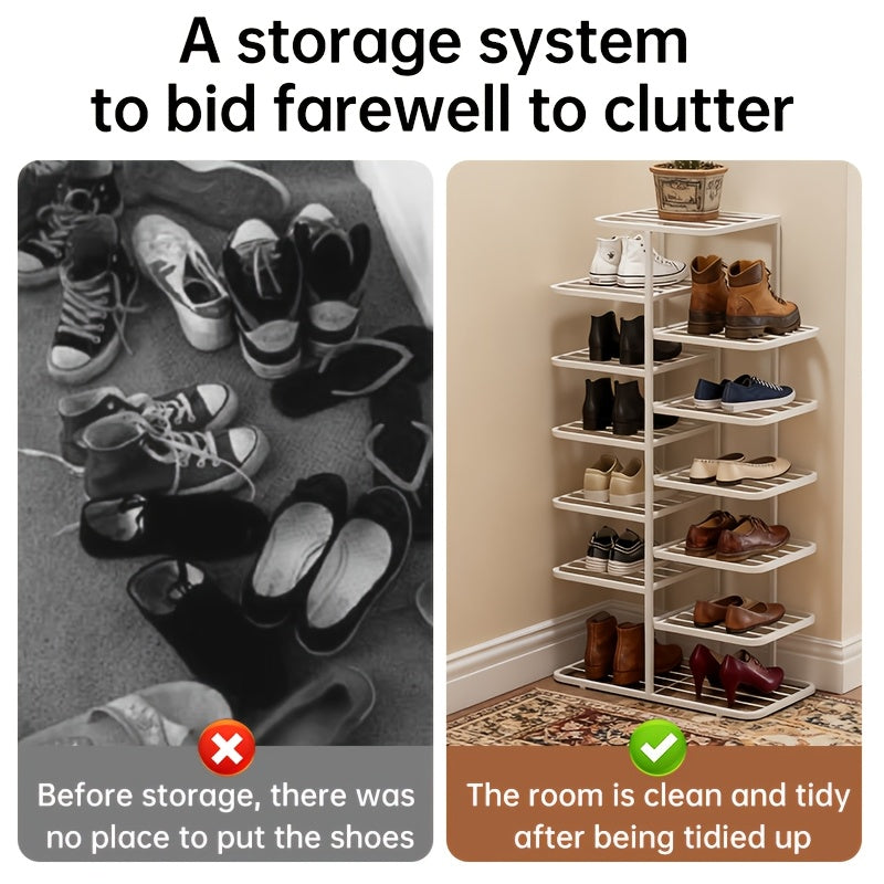 Home Shoe Rack with Large Capacity, Staggered Multi-layer Design, Simple Iron Art for Small Spaces, Entryway Storage Shelf