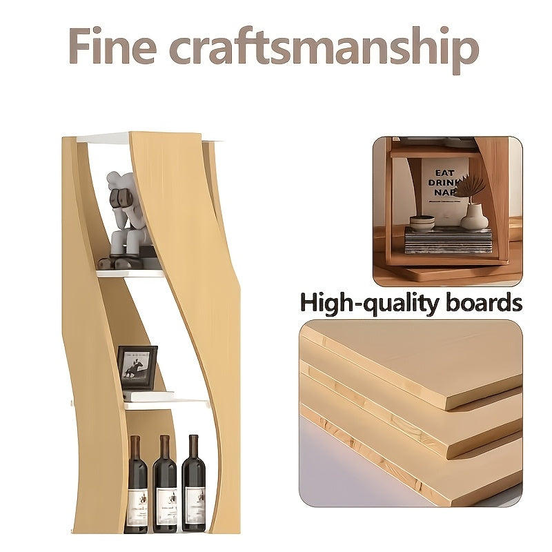 5-Tier Rotating Bookshelf with Corner Shelves - Space-Saving Turnable Bookcase Suitable for Small Spaces, Softwood Freestanding Storage Tower, Modern Rotating Shelves for Home, Office,, Assembly, Wood Color (No)