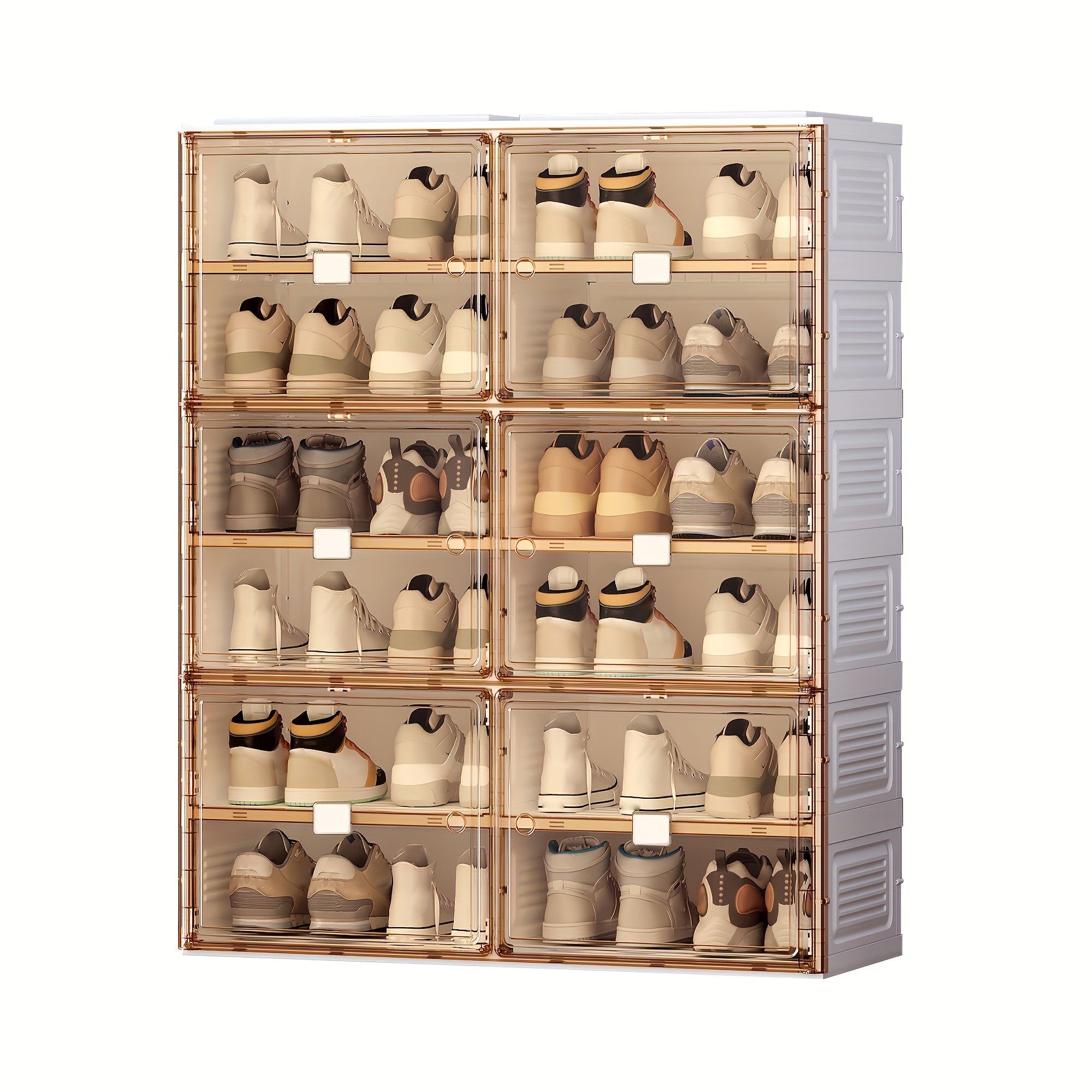 Entryway Door Storage Organizer, No-Installation Folding Shoe Cabinet, 5-Tier Holds 20 Pairs of Shoes, Magnetic Transparent Door with Dust-Proof Closure, Durable Plastic Material, Large Capacity with Multiple Sizes to Meet Family Needs