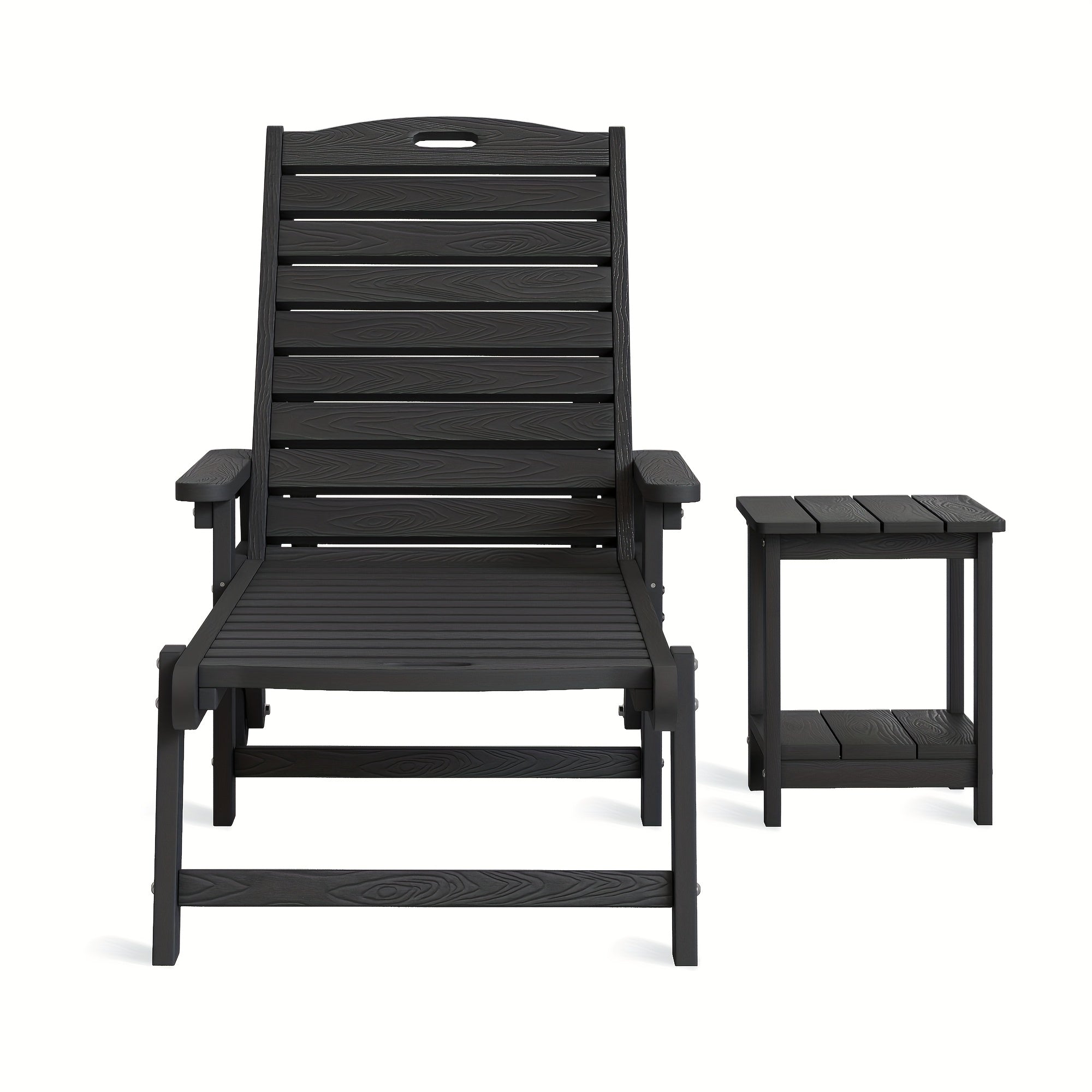 Outdoor Chaise Lounge, HDPS Material, Patio Lounge Chair with Adjustable Backrest, Resin Pool Lounge Chairs with Wheels for Outside, Poolside, Backyard, Garden