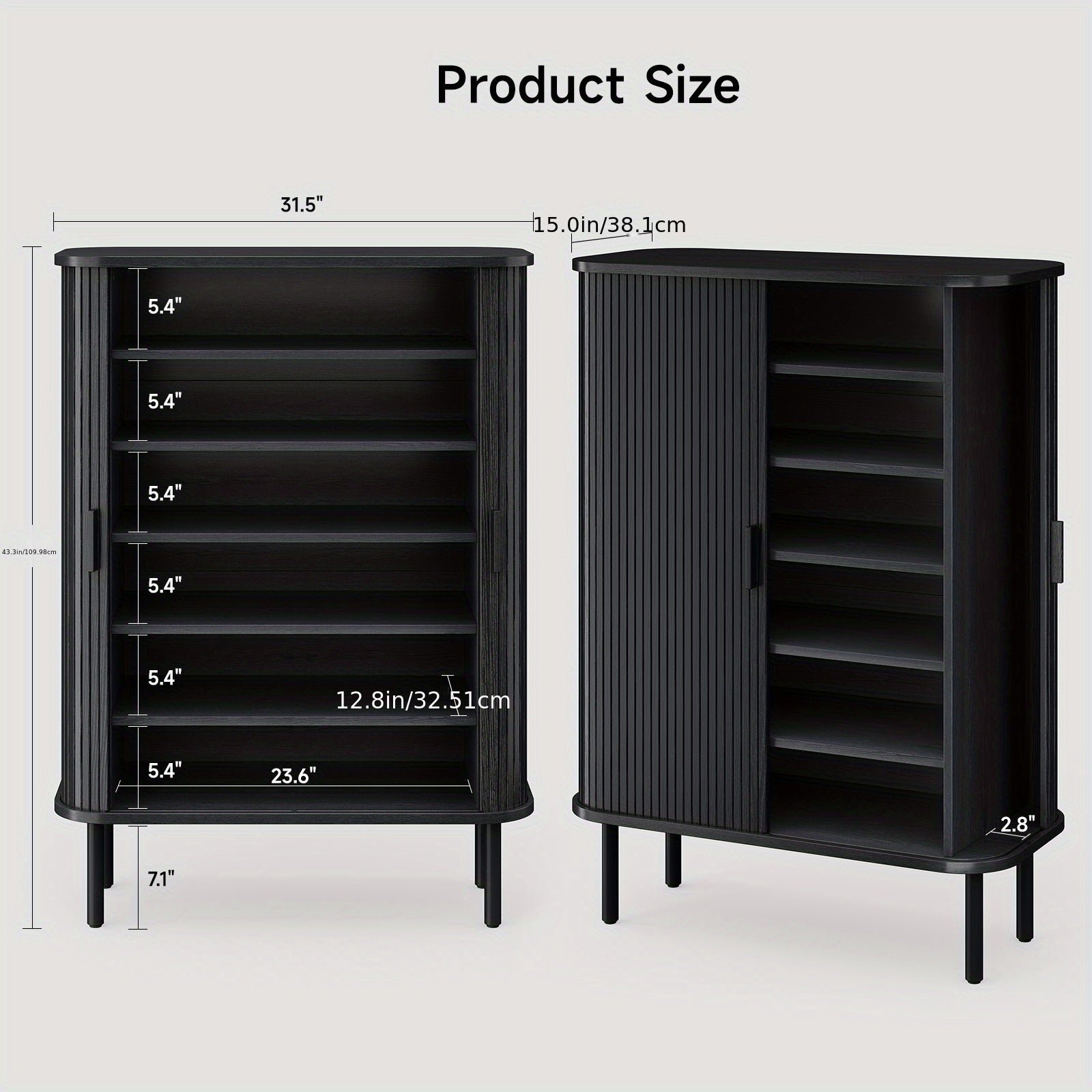 PAZCASA 6-Tier Shoe Cabinet with Sliding Door, Wooden Shoe Storage Cabinet with Adjustable Shelves, Mid-Century Modern Freestanding Shoe Storage Organizer for Entryway, Hallway, Living Room, Walnut