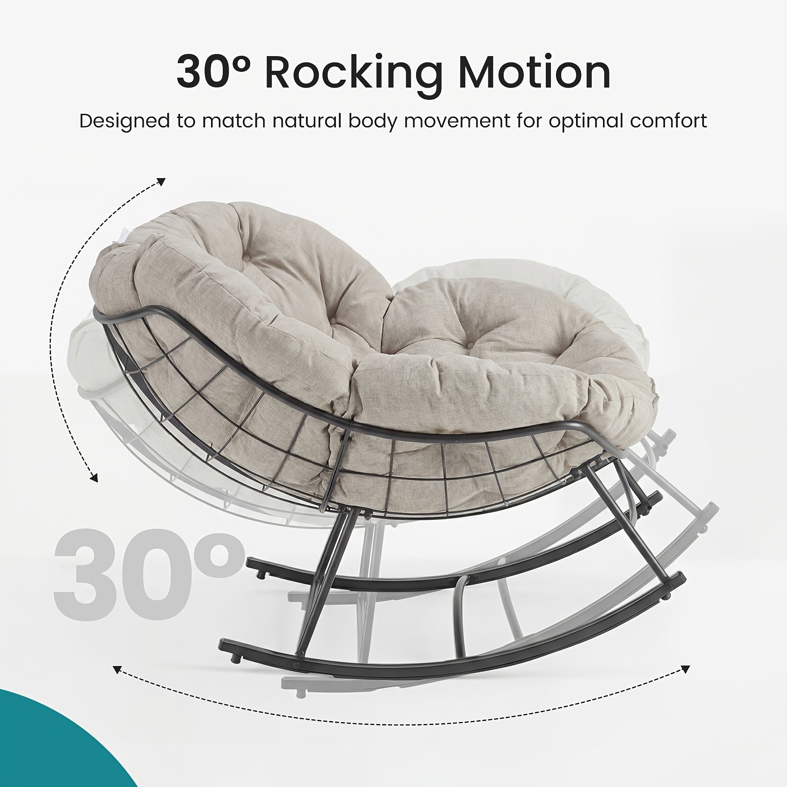 450Lbs Heavy Duty Oversized Egg Lounge Chair, Outdoor Rocking Chair With 5. 5 Thick Cushion& UV-Resistant Fabric, Perfect For Patio, Garden, Balcony, Outdoor Only