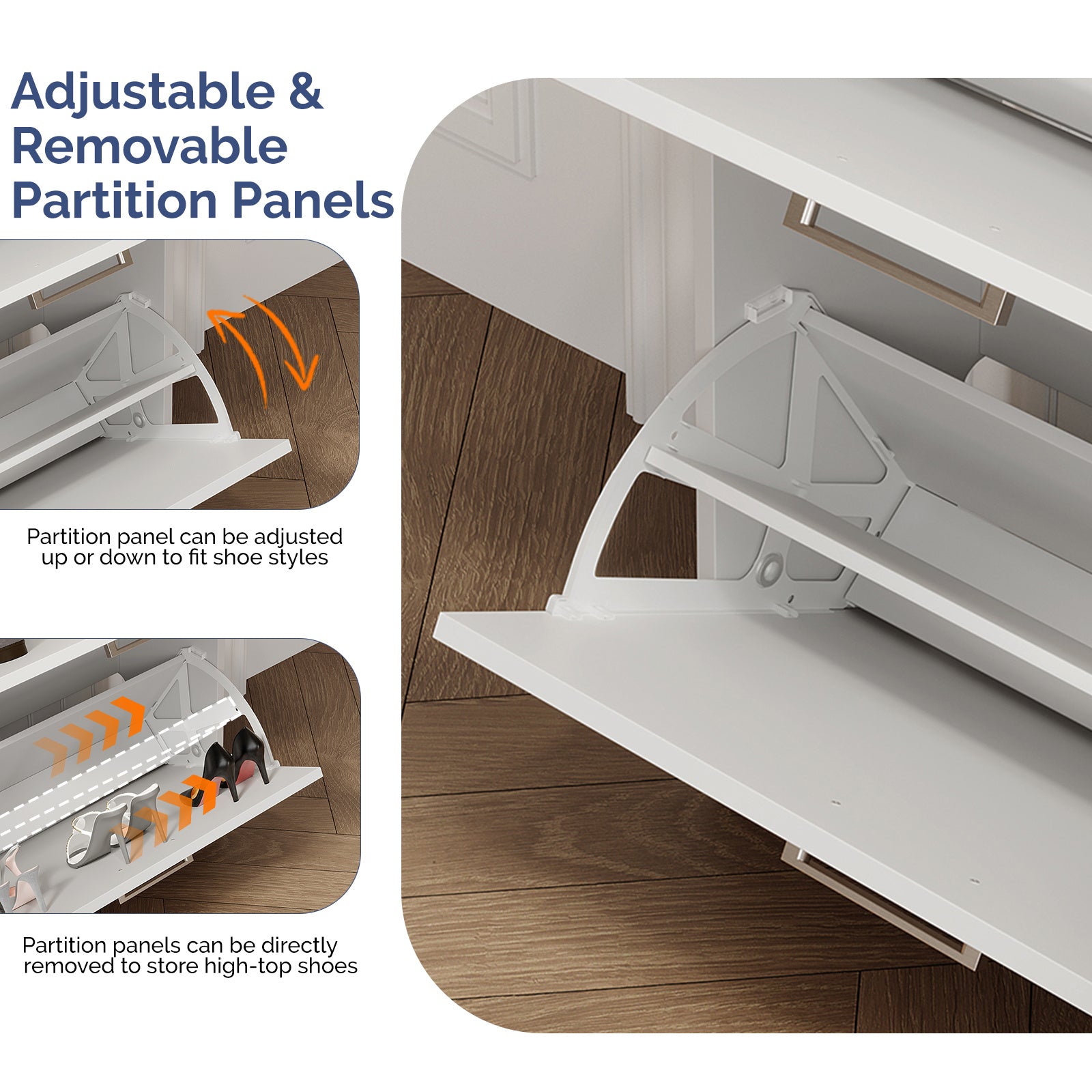 4 Flip Drawers Shoe Cabinet | Slim Shoe Organizer With Adjustable Shelf, Freestanding Hidden Shoe Cabinet For Entryway Hallway, Made Of Particle Board, Modern Style By Leadzm