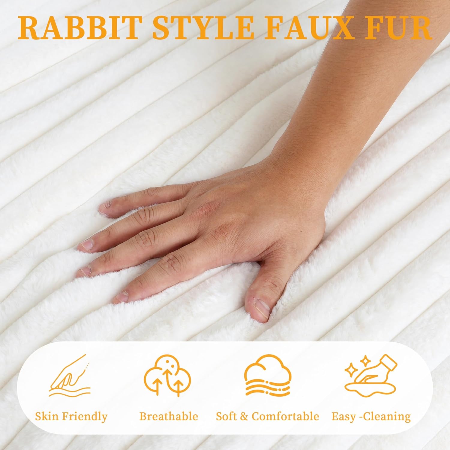 Modern Accent Chair with Ash Wood Armrests | Rabbit Fur Plush Lounge Chair for Living Room Relaxing, Bedroom Napping, Reading, Small Space Decor, Beige