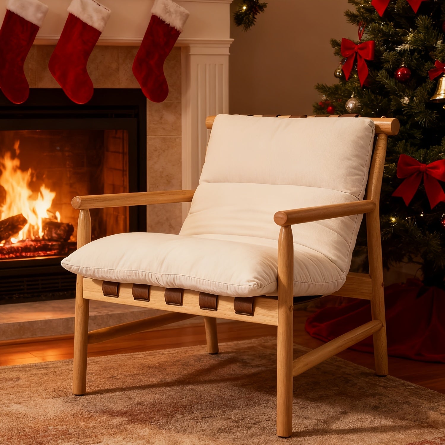 One Modern Accent Chair with Upholstery, Featuring Easy Assembly. This Solid Wood Lounge Chair Comes with a Removable Cushion And Is Designed for Low Back Support, Perfect for Reading in The Living Room, Bedroom, Or Balcony