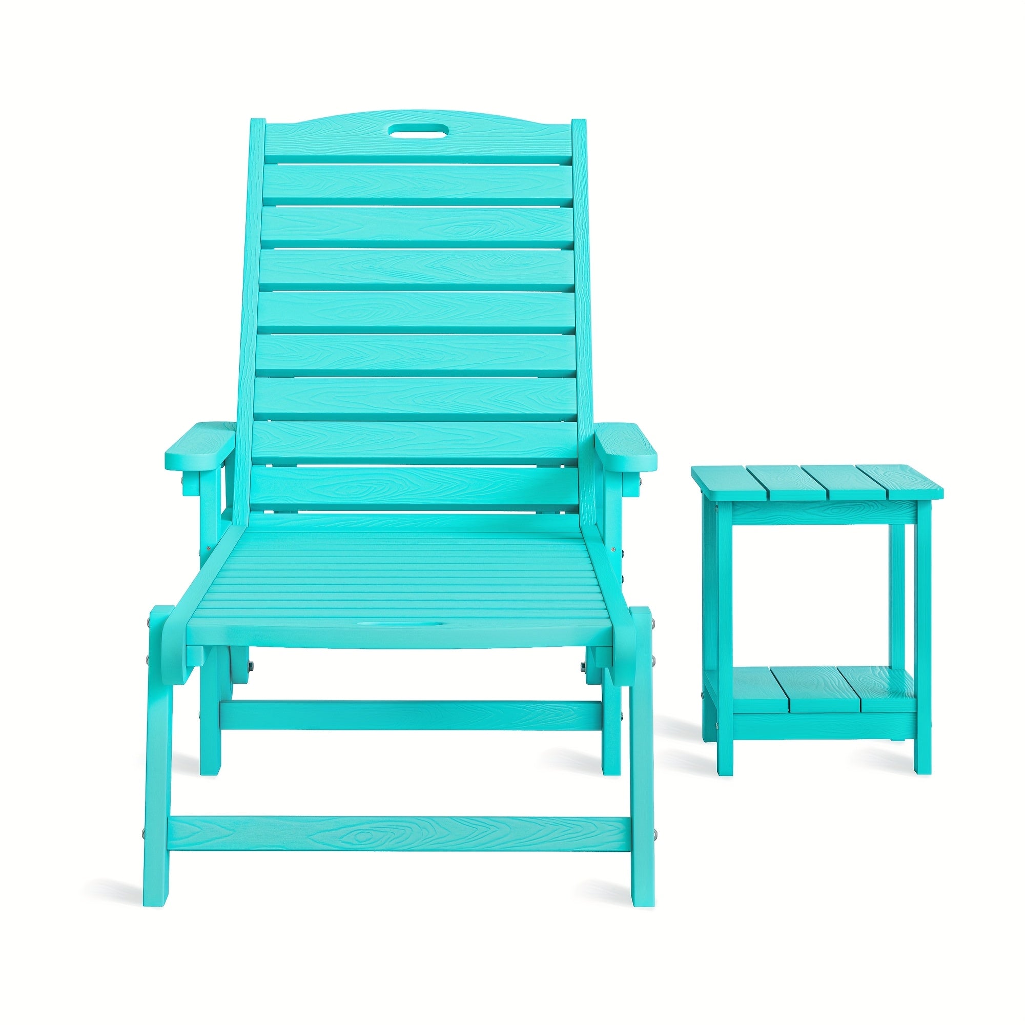 Outdoor Chaise Lounge, HDPS Material, Patio Lounge Chair with Adjustable Backrest, Resin Pool Lounge Chairs with Wheels for Outside, Poolside, Backyard, Garden