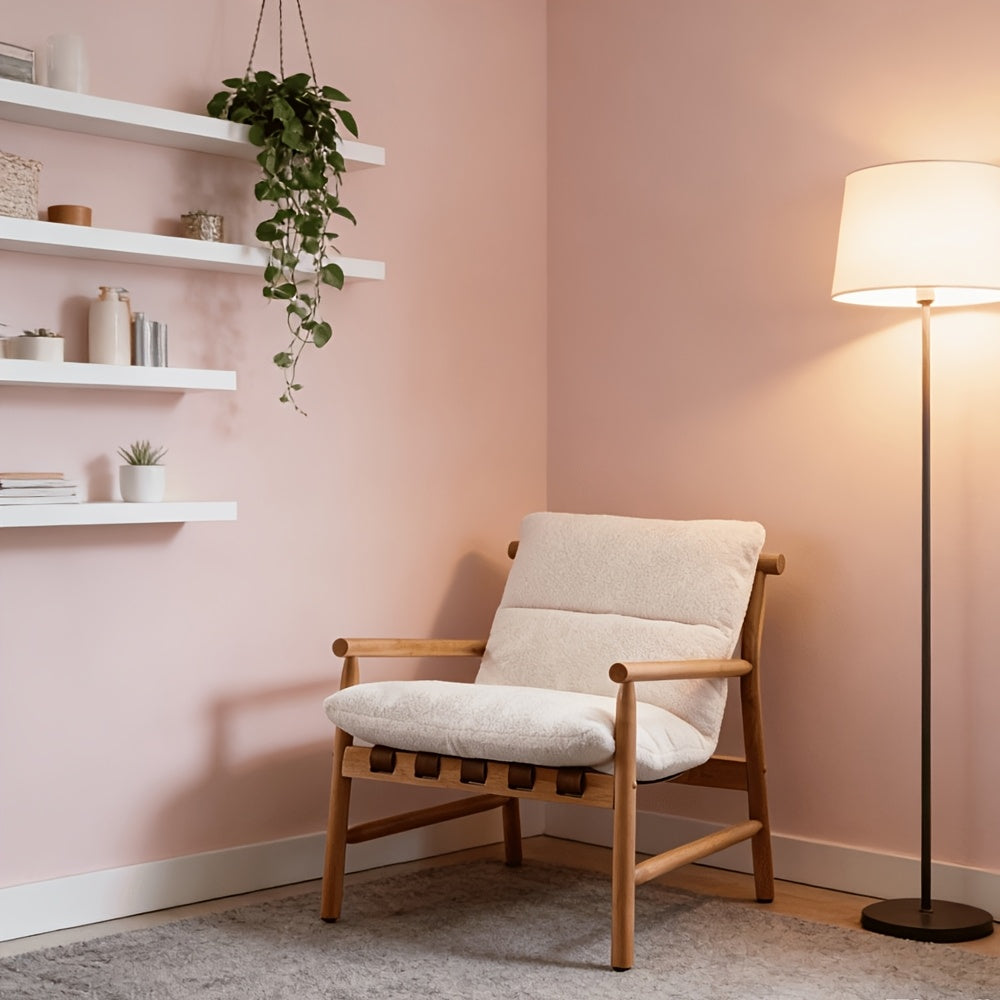 One Modern Accent Chair with Upholstery, Featuring Easy Assembly. This Solid Wood Lounge Chair Comes with a Removable Cushion And Is Designed for Low Back Support, Perfect for Reading in The Living Room, Bedroom, Or Balcony