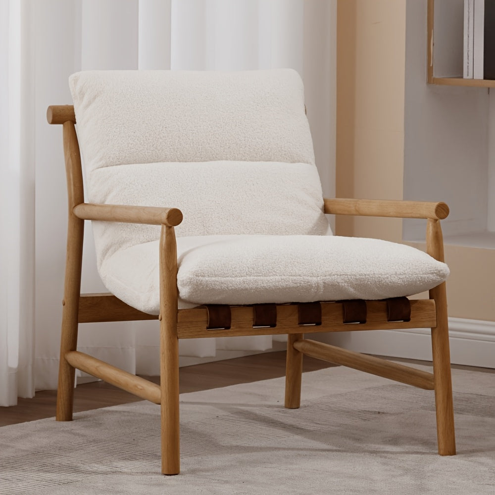 One Modern Accent Chair with Upholstery, Featuring Easy Assembly. This Solid Wood Lounge Chair Comes with a Removable Cushion And Is Designed for Low Back Support, Perfect for Reading in The Living Room, Bedroom, Or Balcony