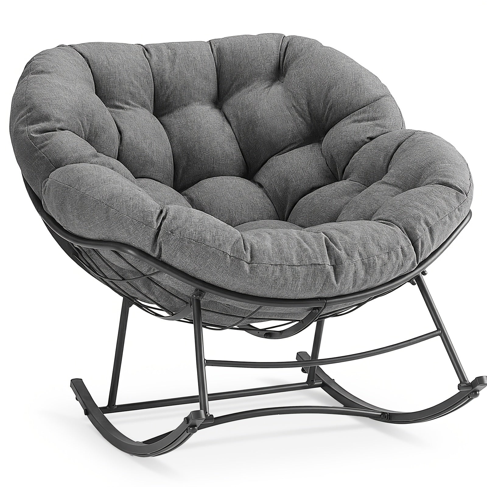 450Lbs Heavy Duty Oversized Egg Lounge Chair, Outdoor Rocking Chair With 5. 5 Thick Cushion& UV-Resistant Fabric, Perfect For Patio, Garden, Balcony, Outdoor Only