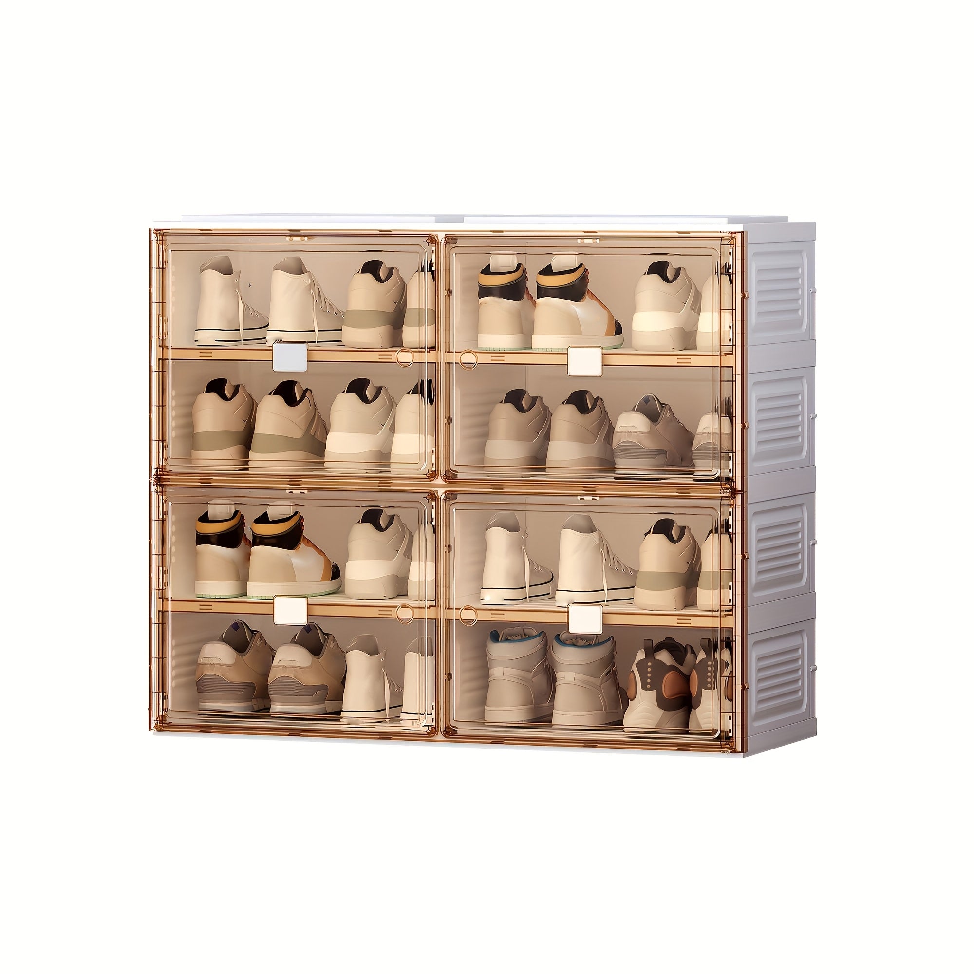 Entryway Door Storage Organizer, No-Installation Folding Shoe Cabinet, 5-Tier Holds 20 Pairs of Shoes, Magnetic Transparent Door with Dust-Proof Closure, Durable Plastic Material, Large Capacity with Multiple Sizes to Meet Family Needs