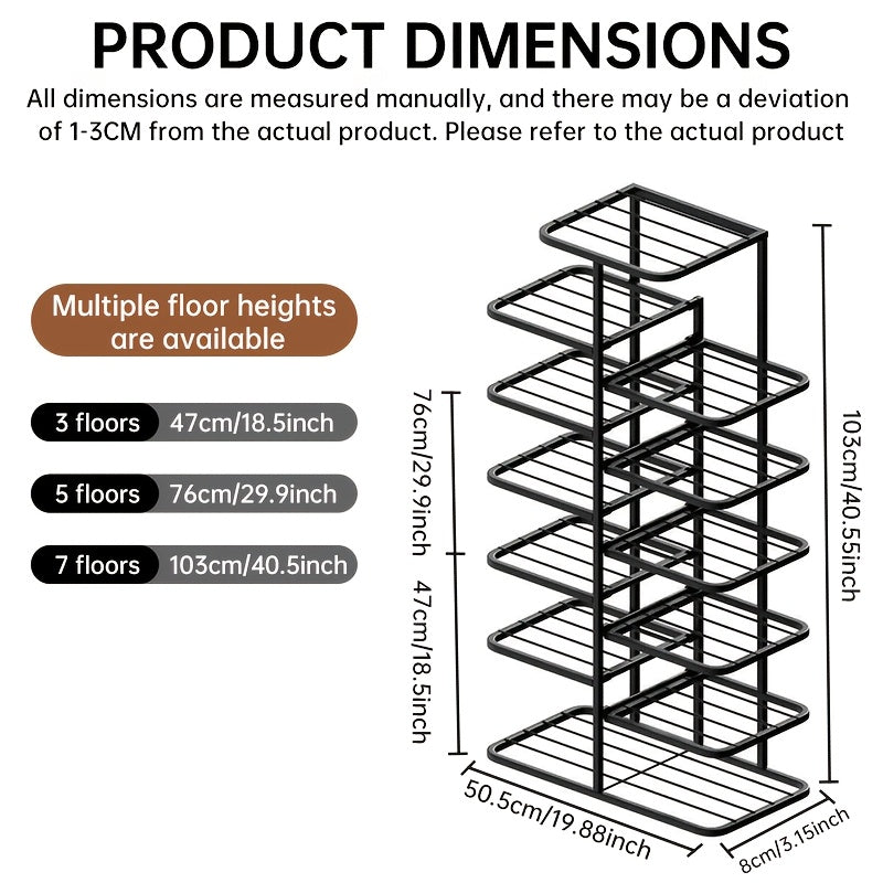 Home Shoe Rack with Large Capacity, Staggered Multi-layer Design, Simple Iron Art for Small Spaces, Entryway Storage Shelf