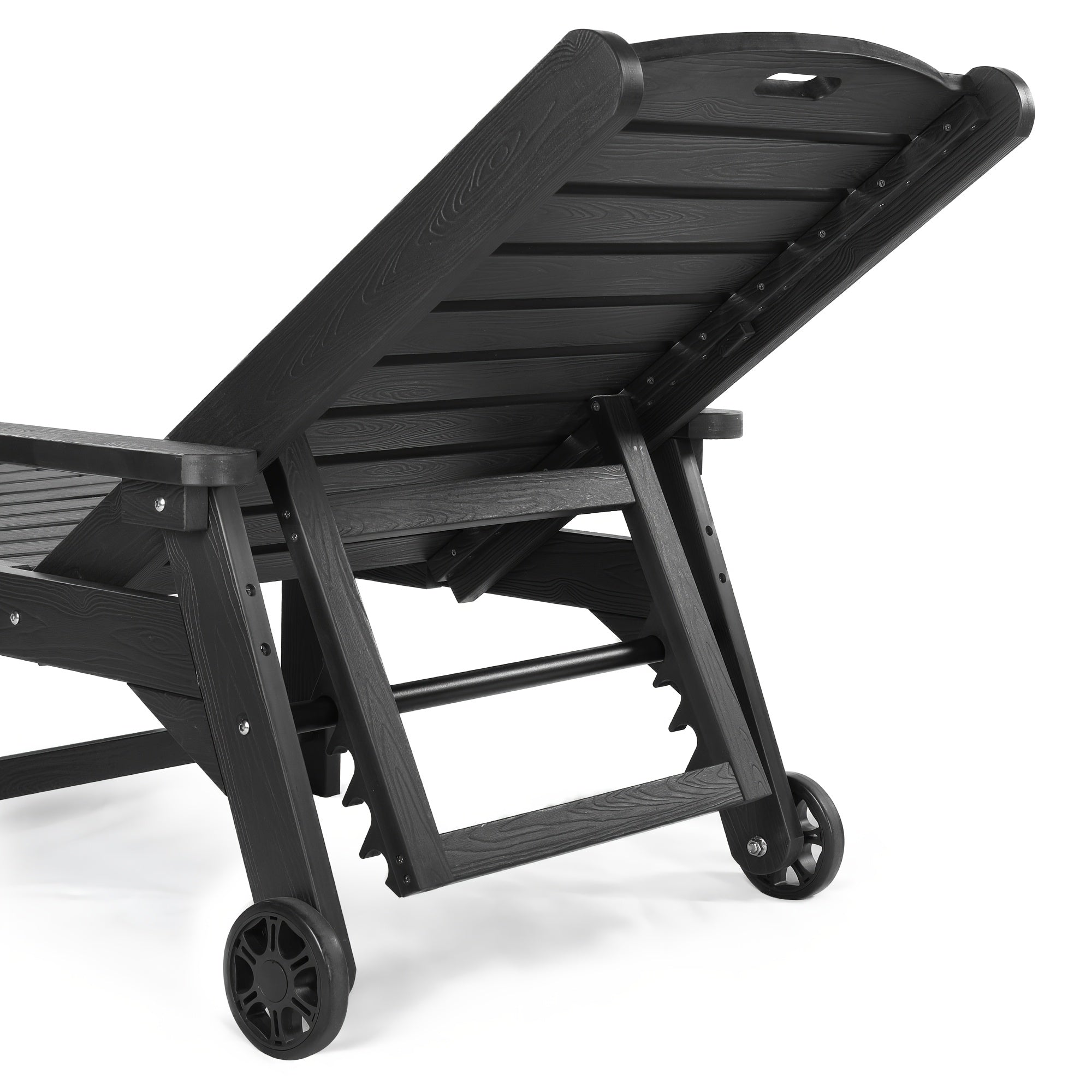 Outdoor Chaise Lounge, HDPS Material, Patio Lounge Chair with Adjustable Backrest, Resin Pool Lounge Chairs with Wheels for Outside, Poolside, Backyard, Garden