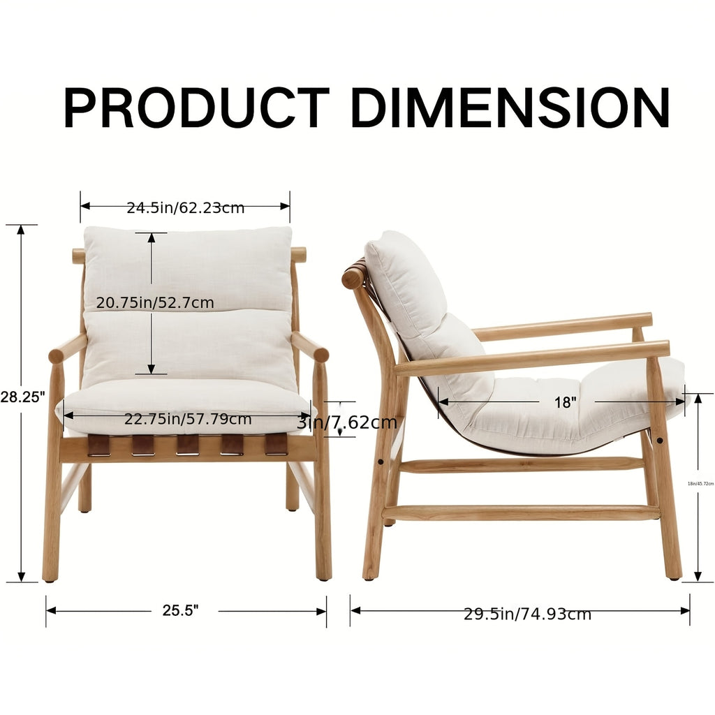 One Modern Accent Chair with Upholstery, Featuring Easy Assembly. This Solid Wood Lounge Chair Comes with a Removable Cushion And Is Designed for Low Back Support, Perfect for Reading in The Living Room, Bedroom, Or Balcony