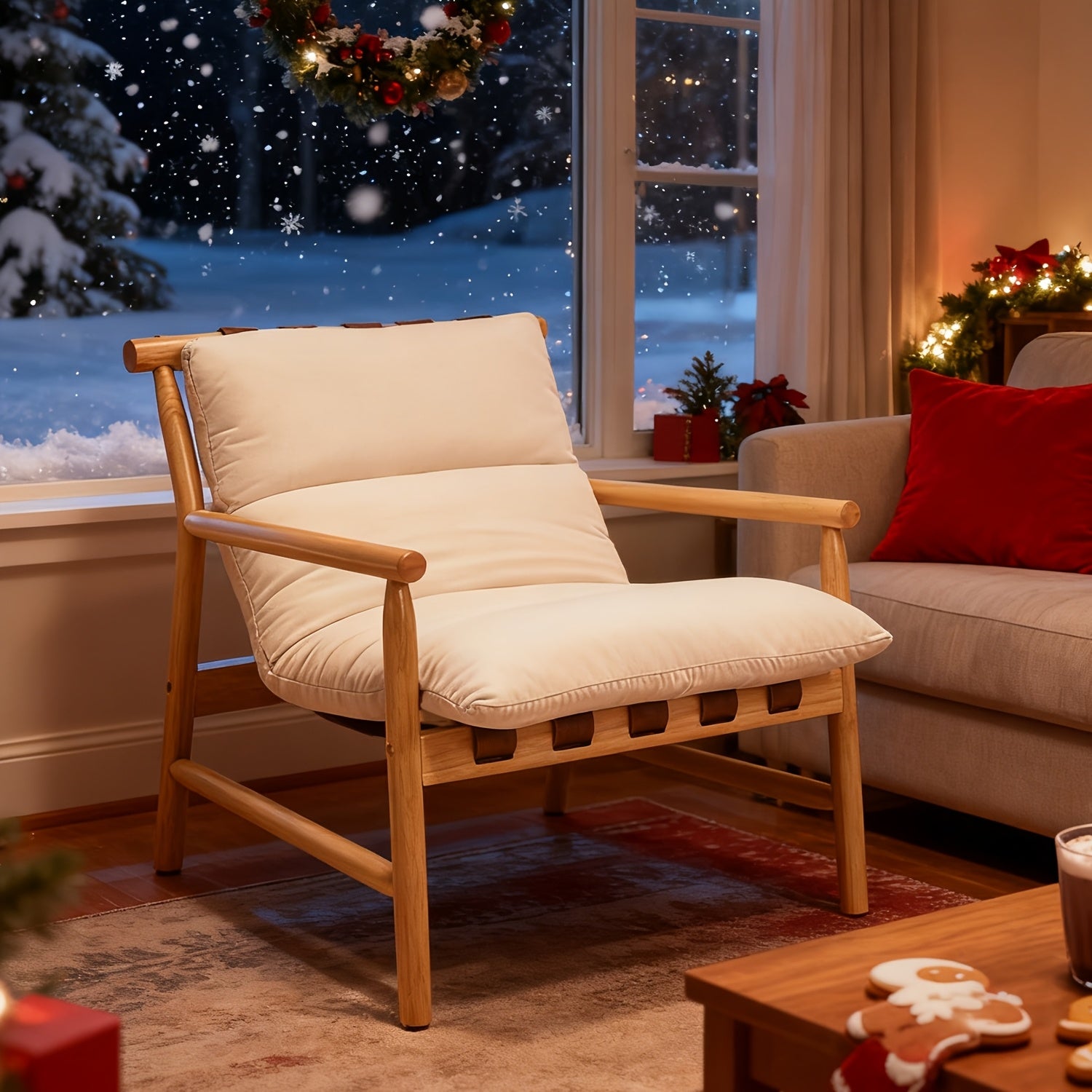 One Modern Accent Chair with Upholstery, Featuring Easy Assembly. This Solid Wood Lounge Chair Comes with a Removable Cushion And Is Designed for Low Back Support, Perfect for Reading in The Living Room, Bedroom, Or Balcony